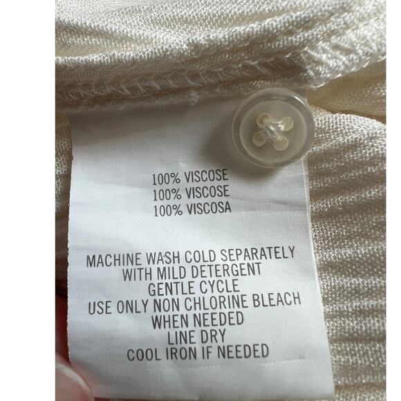 O'NEILL Top Womens Size Medium Woven Crinkle Sheer Button Tunic Blouse Off-White - Picture 10 of 11